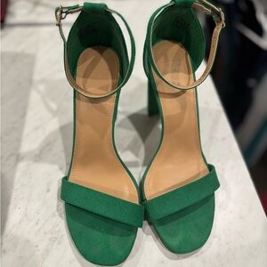 JustFab Green Stiletto Heels with Ankle Strap